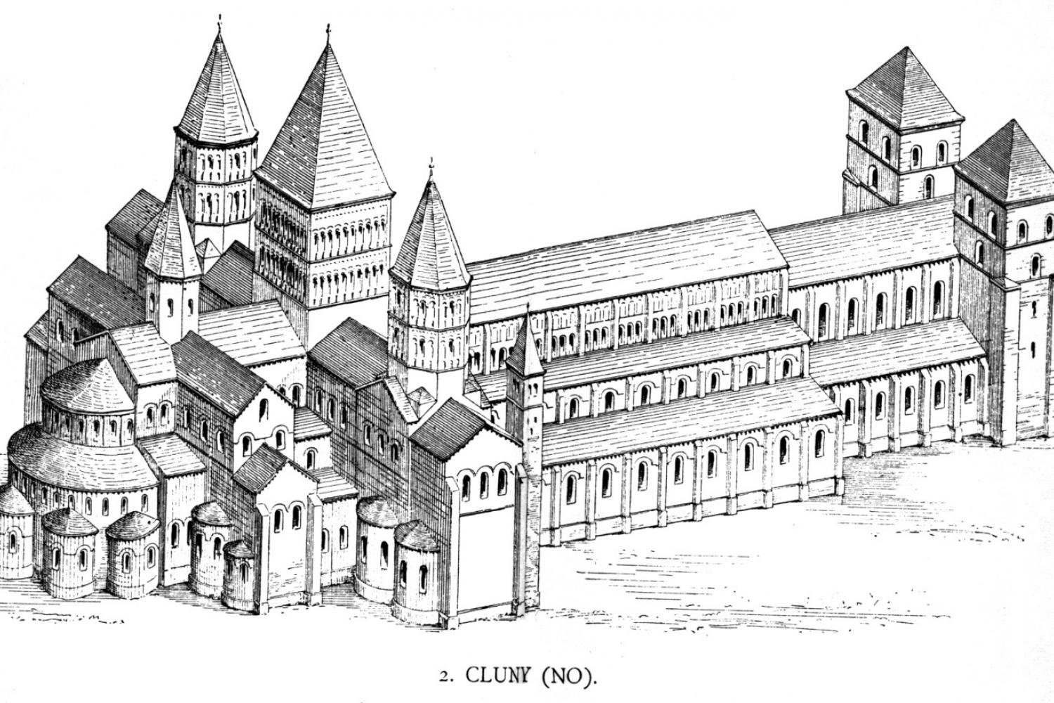 Illustration of Cluny at its greatest extent