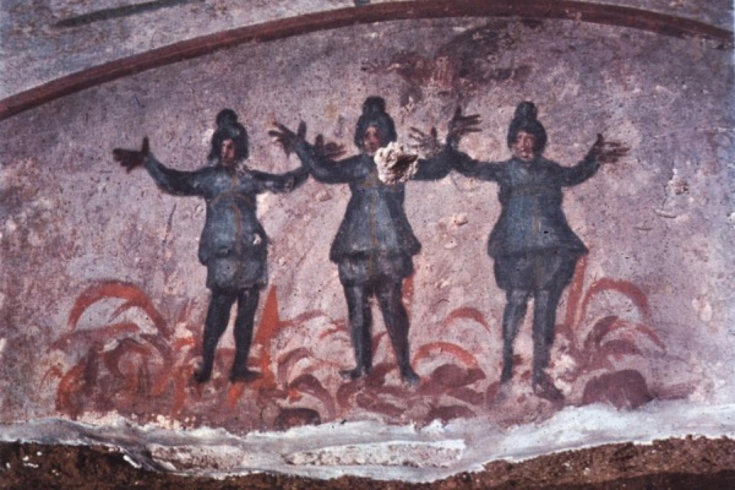 Image of Three Men in the Furnace from the Catacombs of Priscilla