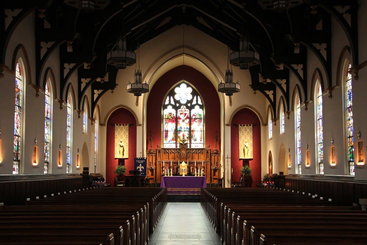 The Interior of St. Mary&#039;s Catholic Church in Greenville, South Carolina