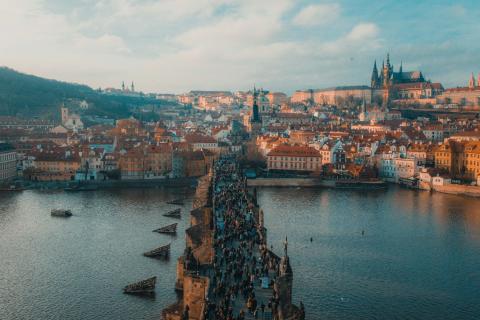 Charles Bridge spanning the Vltava River in Prague