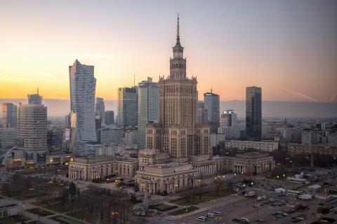 The Palace of Culture and Science and Skyline of Warsaw, Poland