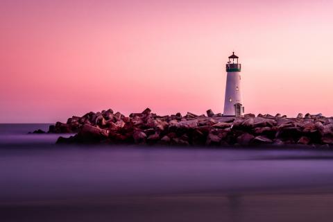 A lighthouse in the morning
