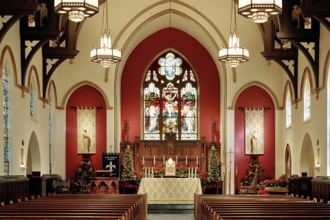 Interior of St. Mary's Catholic Church in Greenville, South Carolina