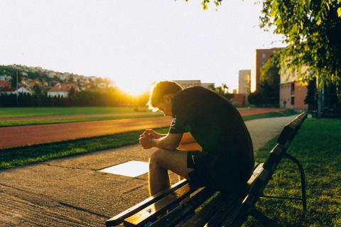 An athlete resting