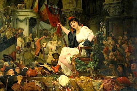 La fête de la Raison dans Notre-Dame de Paris le 10 novembre 1793